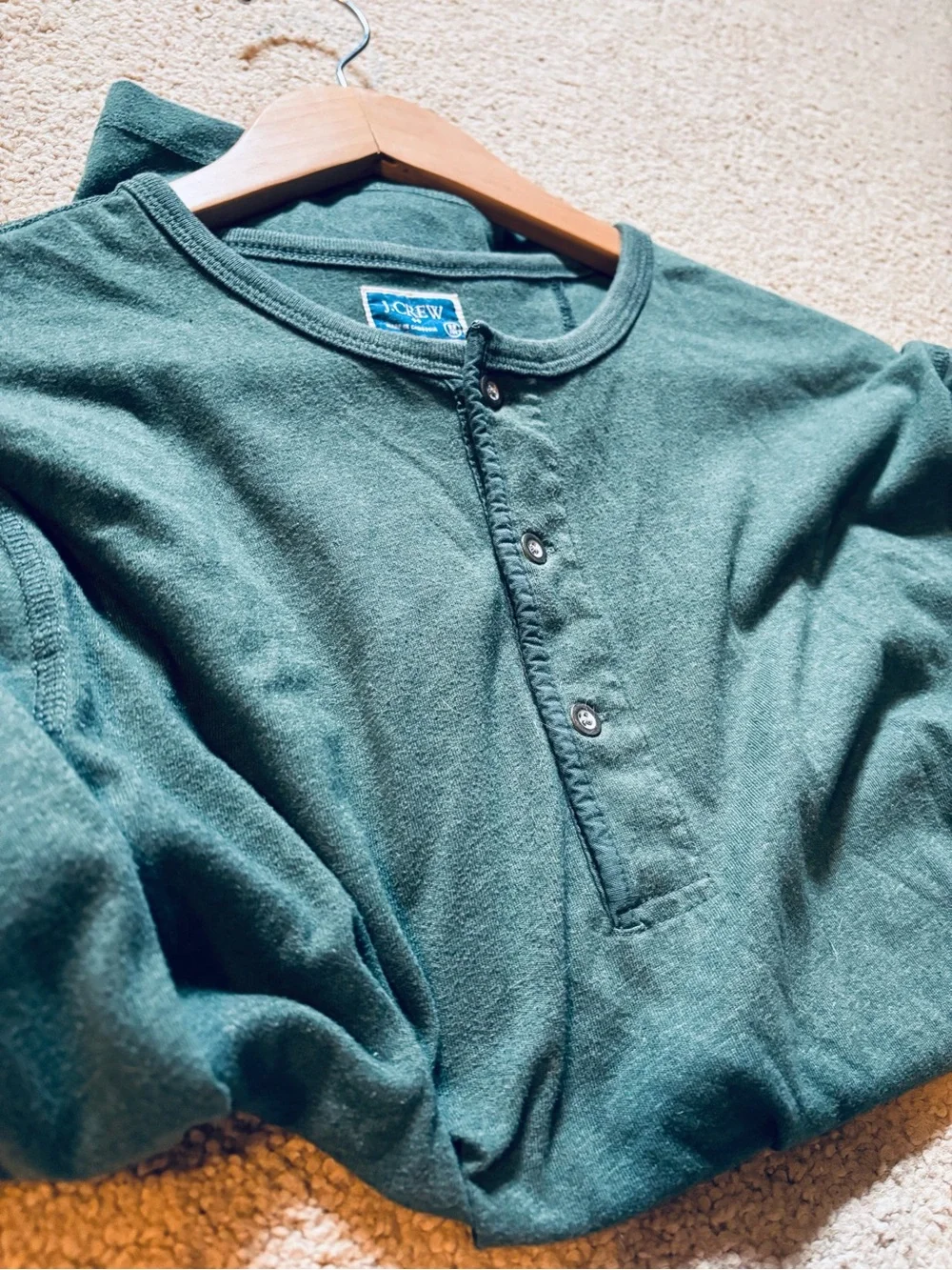 J. Crew Men’s Dark Green Long-Sleeve Henley